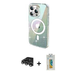 ieg™ iPhone 14 Pro Max Kılıf Odak Modern Serisi - Siyah Polymer Nano Ekran Koruyucu + Raze Metal Kamera Lens - GS