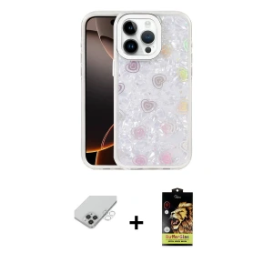 ieg™ iPhone 14 Pro Max Kılıf Odak Prime - Siyah Buffer Cam Ekran Koruyucu + Band Metal Kamera Lens - GS