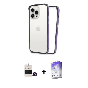 ieg™ iPhone 14 Pro Max Kılıf Pusula Asil Koleksiyonu - Siyah Bilvis 5in1 3D Magic Cam Ekran Koruyucu + Bilvis Titan Kamera Lens - SH