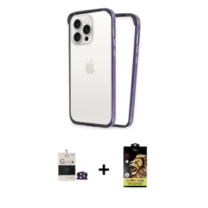 ieg™ iPhone 14 Pro Max Kılıf Pusula Asil Koleksiyonu - Siyah Buffer Cam Ekran Koruyucu + Bilvis Titan Kamera Lens - GD
