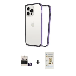 ieg™ iPhone 14 Pro Max Kılıf Pusula Asil Koleksiyonu - Siyah Mat Seramik Nano Ekran Koruyucu + Bilvis Titan Kamera Lens - GS