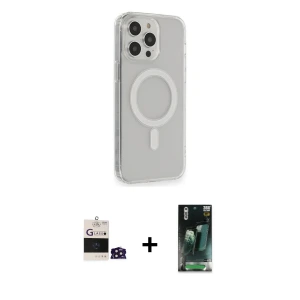 ieg™ iPhone 14 Pro Max Kılıf Pusula Çizgi Koleksiyonu - Şeffaf 360 Full Body Arka Koruyucu + Bilvis Titan Kamera Lens - DNMR