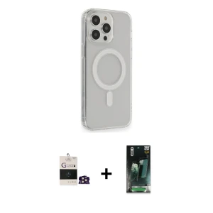 ieg™ iPhone 14 Pro Max Kılıf Pusula Çizgi Koleksiyonu - Şeffaf 360 Full Body Arka Koruyucu + Bilvis Titan Kamera Lens - GD