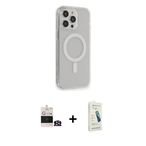 ieg™ iPhone 14 Pro Max Kılıf Pusula Çizgi Koleksiyonu - Şeffaf Pasifik Cam Ekran Koruyucu + Bilvis Titan Kamera Lens - GD