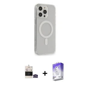 ieg™ iPhone 14 Pro Max Kılıf Pusula Çizgi Koleksiyonu - Siyah Bilvis 5in1 3D Magic Cam Ekran Koruyucu + Bilvis Titan Kamera Lens - GS