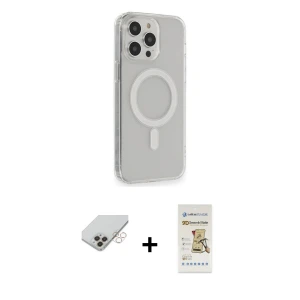 ieg™ iPhone 14 Pro Max Kılıf Pusula Çizgi Koleksiyonu - Siyah Mat Seramik Nano Ekran Koruyucu + Band Metal Kamera Lens - GD