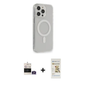 ieg™ iPhone 14 Pro Max Kılıf Pusula Çizgi Koleksiyonu - Siyah Mat Seramik Nano Ekran Koruyucu + Bilvis Titan Kamera Lens - GS