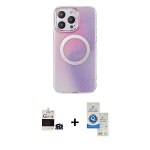 ieg™ iPhone 14 Pro Max Kılıf Pusula Form - Şeffaf Royal Nano Ekran Koruyucu + Bilvis Titan Kamera Lens - DNMR