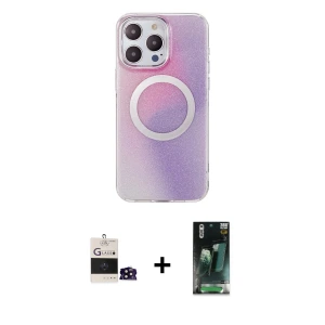 ieg™ iPhone 14 Pro Max Kılıf Pusula Form - Siyah 360 Mat Full Body Arka Koruyucu + Bilvis Titan Kamera Lens - SH