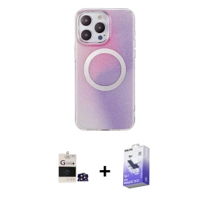 ieg™ iPhone 14 Pro Max Kılıf Pusula Form - Siyah Bilvis 5in1 5D Magic Hayalet Cam Ekran Koruyucu + Bilvis Titan Kamera Lens - DNMR