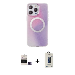 ieg™ iPhone 14 Pro Max Kılıf Pusula Form - Siyah Bilvis Hayalet Cam Ekran Koruyucu + Bilvis Titan Kamera Lens - DNMR