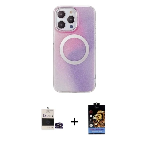 ieg™ iPhone 14 Pro Max Kılıf Pusula Form - Siyah Buffer Hayalet Cam Ekran Koruyucu + Bilvis Titan Kamera Lens - SH