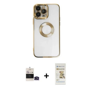 ieg™ iPhone 14 Pro Max Kılıf Pusula Form - Siyah Mat Seramik Nano Ekran Koruyucu + Bilvis Titan Kamera Lens - SH
