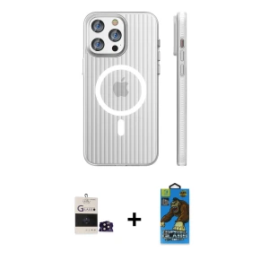 ieg™ iPhone 14 Pro Max Kılıf Pusula Minimal Koleksiyonu - Siyah 18D Cam Ekran Koruyucu + Bilvis Titan Kamera Lens - SH