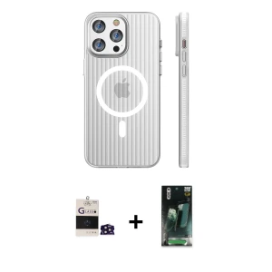 ieg™ iPhone 14 Pro Max Kılıf Pusula Minimal Koleksiyonu - Siyah 360 Mat Full Body Arka Koruyucu + Bilvis Titan Kamera Lens - DNMR