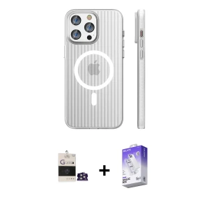 ieg™ iPhone 14 Pro Max Kılıf Pusula Minimal Koleksiyonu - Siyah Bilvis 5in1 3D Magic Cam Ekran Koruyucu + Bilvis Titan Kamera Lens - GS