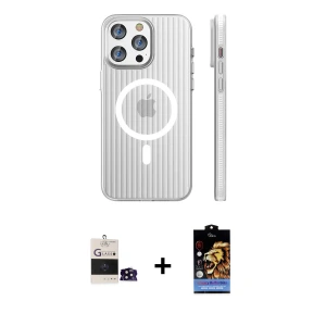 ieg™ iPhone 14 Pro Max Kılıf Pusula Minimal Koleksiyonu - Siyah Buffer Hayalet Cam Ekran Koruyucu + Bilvis Titan Kamera Lens - SH
