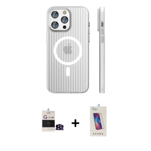 ieg™ iPhone 14 Pro Max Kılıf Pusula Minimal Koleksiyonu - Siyah Joko 5D Cam + Bilvis Titan Kamera Lens - SH