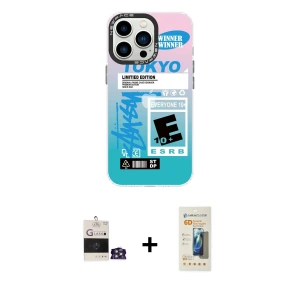 ieg™ iPhone 14 Pro Max Kılıf Siluet Çizgi Koleksiyonu - Siyah 6D Mat Seramik Hayalet Nano Ekran Koruyucu + Bilvis Titan Kamera Lens - GS