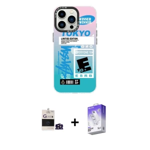ieg™ iPhone 14 Pro Max Kılıf Siluet Çizgi Koleksiyonu - Siyah Bilvis 5in1 3D Magic Cam Ekran Koruyucu + Bilvis Titan Kamera Lens - DNMR