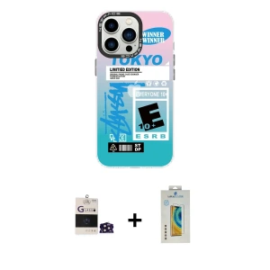 ieg™ iPhone 14 Pro Max Kılıf Siluet Çizgi Koleksiyonu - Siyah Polymer Nano Ekran Koruyucu + Bilvis Titan Kamera Lens - DNMR