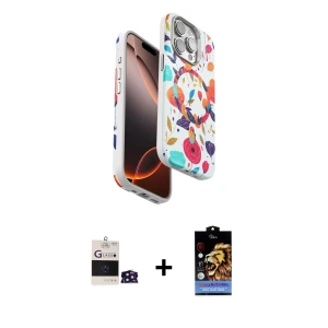 ieg™ iPhone 14 Pro Max Kılıf Siluet Doku - Siyah Buffer Hayalet Cam Ekran Koruyucu + Bilvis Titan Kamera Lens - DNMR