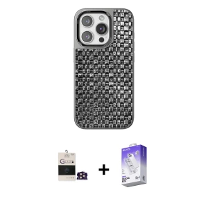 ieg™ iPhone 14 Pro Max Kılıf Siluet Form Serisi - Siyah Bilvis 5in1 3D Magic Cam Ekran Koruyucu + Bilvis Titan Kamera Lens - GD