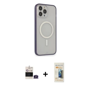 ieg™ iPhone 14 Pro Max Kılıf Siluet Işık Koleksiyonu - Siyah 6D Mat Seramik Hayalet Nano Ekran Koruyucu + Bilvis Titan Kamera Lens - DNMR