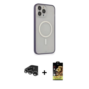 ieg™ iPhone 14 Pro Max Kılıf Siluet Işık Koleksiyonu - Siyah Buffer Cam Ekran Koruyucu + Raze Metal Kamera Lens - GS