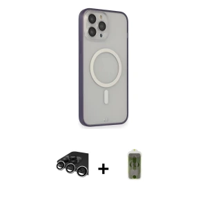 ieg™ iPhone 14 Pro Max Kılıf Siluet Işık Koleksiyonu - Siyah Joko Magic 5D Hayalet Cam + Raze Metal Kamera Lens - GS