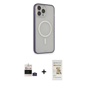 ieg™ iPhone 14 Pro Max Kılıf Siluet Işık Koleksiyonu - Siyah Mat Seramik Nano Ekran Koruyucu + Bilvis Titan Kamera Lens - DNMR