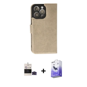 ieg™ iPhone 14 Pro Max Kılıf Siluet Işık Serisi - Siyah Bilvis 5in1 5D Magic Hayalet Cam Ekran Koruyucu + Bilvis Titan Kamera Lens - SH