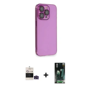 ieg™ iPhone 14 Pro Max Kılıf Siluet Minimal Özel Seri - Şeffaf 360 Full Body Arka Koruyucu + Bilvis Titan Kamera Lens - SH