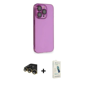 ieg™ iPhone 14 Pro Max Kılıf Siluet Minimal Özel Seri - Şeffaf Pasifik Cam Ekran Koruyucu + Raze Metal Kamera Lens - GD