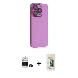 ieg™ iPhone 14 Pro Max Kılıf Siluet Minimal Özel Seri - Siyah 6D Mat Seramik Hayalet Nano Ekran Koruyucu + Bilvis Titan Kamera Lens - DNMR
