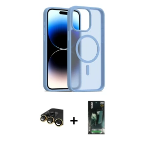 ieg™ iPhone 14 Pro Max Kılıf Siluet Minimal Prime - Siyah 360 Mat Full Body Arka Koruyucu + Raze Metal Kamera Lens - GD