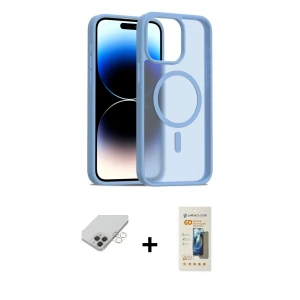 ieg™ iPhone 14 Pro Max Kılıf Siluet Minimal Prime - Siyah 6D Mat Seramik Hayalet Nano Ekran Koruyucu + Band Metal Kamera Lens - GD