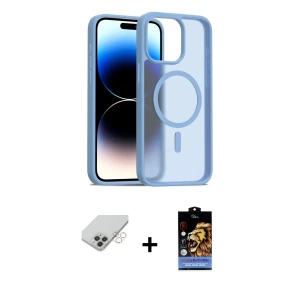 ieg™ iPhone 14 Pro Max Kılıf Siluet Minimal Prime - Siyah Buffer Hayalet Cam Ekran Koruyucu + Band Metal Kamera Lens - GD