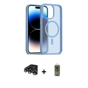 ieg™ iPhone 14 Pro Max Kılıf Siluet Minimal Prime - Siyah Joko Magic 5D Hayalet Cam + Raze Metal Kamera Lens - GS