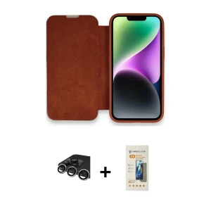 ieg™ iPhone 14 Pro Max Kılıf Siluet Minimal Serisi - Siyah 6D Mat Seramik Hayalet Nano Ekran Koruyucu + Raze Metal Kamera Lens - GS