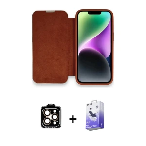 ieg™ iPhone 14 Pro Max Kılıf Siluet Minimal Serisi - Siyah Bilvis 5in1 5D Magic Hayalet Cam Ekran Koruyucu + PVD Metal Kamera Lens - TU