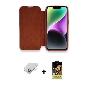 ieg™ iPhone 14 Pro Max Kılıf Siluet Minimal Serisi - Siyah Buffer Cam Ekran Koruyucu + Band Metal Kamera Lens - GS