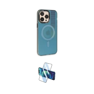 ieg™ iPhone 14 Pro Max Kılıf Siluet Modern Koleksiyonu - Siyah 3D Antistatik Cam Ekran Koruyucu
