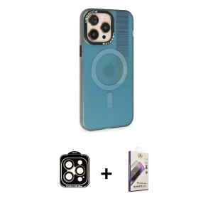 ieg™ iPhone 14 Pro Max Kılıf Siluet Modern Koleksiyonu - Siyah Bilvis 3D Mat Cam Ekran Koruyucu + PVD Metal Kamera Lens - TU