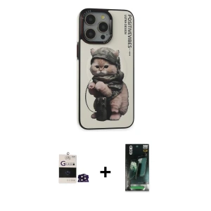 ieg™ iPhone 14 Pro Max Kılıf Siluet Modern Özel Seri - Siyah 360 Mat Full Body Arka Koruyucu + Bilvis Titan Kamera Lens - DNMR