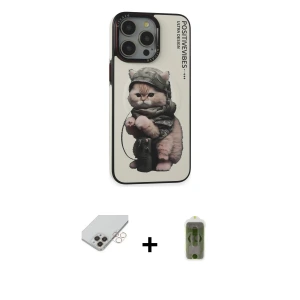 ieg™ iPhone 14 Pro Max Kılıf Siluet Modern Özel Seri - Siyah Joko Magic 5D Hayalet Cam + Band Metal Kamera Lens - GD