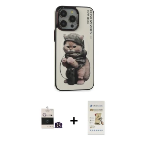 ieg™ iPhone 14 Pro Max Kılıf Siluet Modern Özel Seri - Siyah Mat Seramik Nano Ekran Koruyucu + Bilvis Titan Kamera Lens - GD