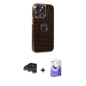 ieg™ iPhone 14 Pro Max Kılıf Ufuk Form Prime - Siyah Bilvis 5in1 5D Magic Hayalet Cam Ekran Koruyucu + Raze Metal Kamera Lens - GD