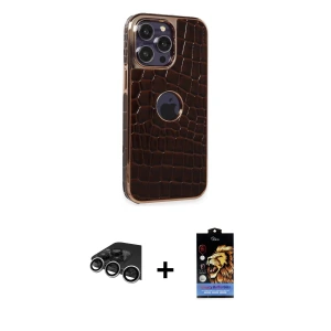 ieg™ iPhone 14 Pro Max Kılıf Ufuk Form Prime - Siyah Buffer Hayalet Cam Ekran Koruyucu + Raze Metal Kamera Lens - GS
