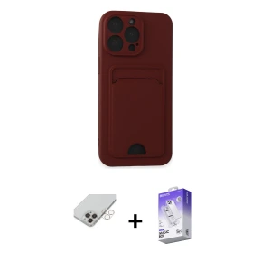 ieg™ iPhone 14 Pro Max Kılıf Vadi Çizgi Prime - Siyah Bilvis 5in1 3D Magic Cam Ekran Koruyucu + Band Metal Kamera Lens - GD